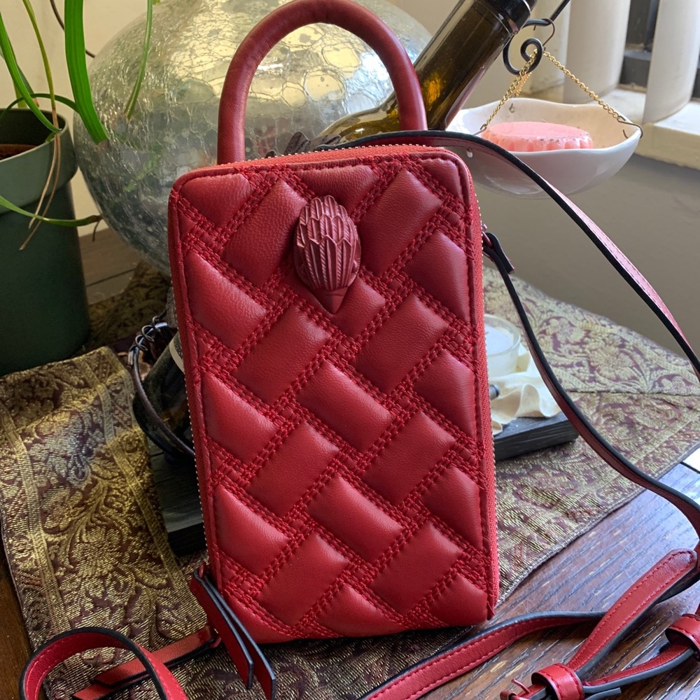 Kurt Geiger Quilted Red Leather Crossbody Bag